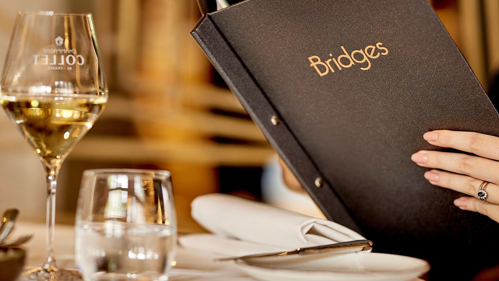 Six Course Menu du Chef with wine pairing for two at restaurant Bridges 